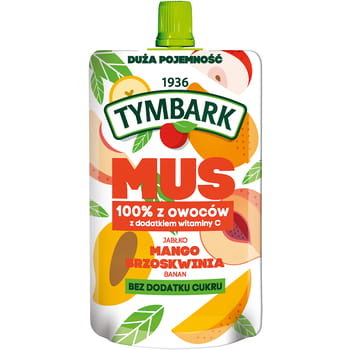 Tymbark Mus 100% jabłko mango brzoskwinia banan XXL 200 g