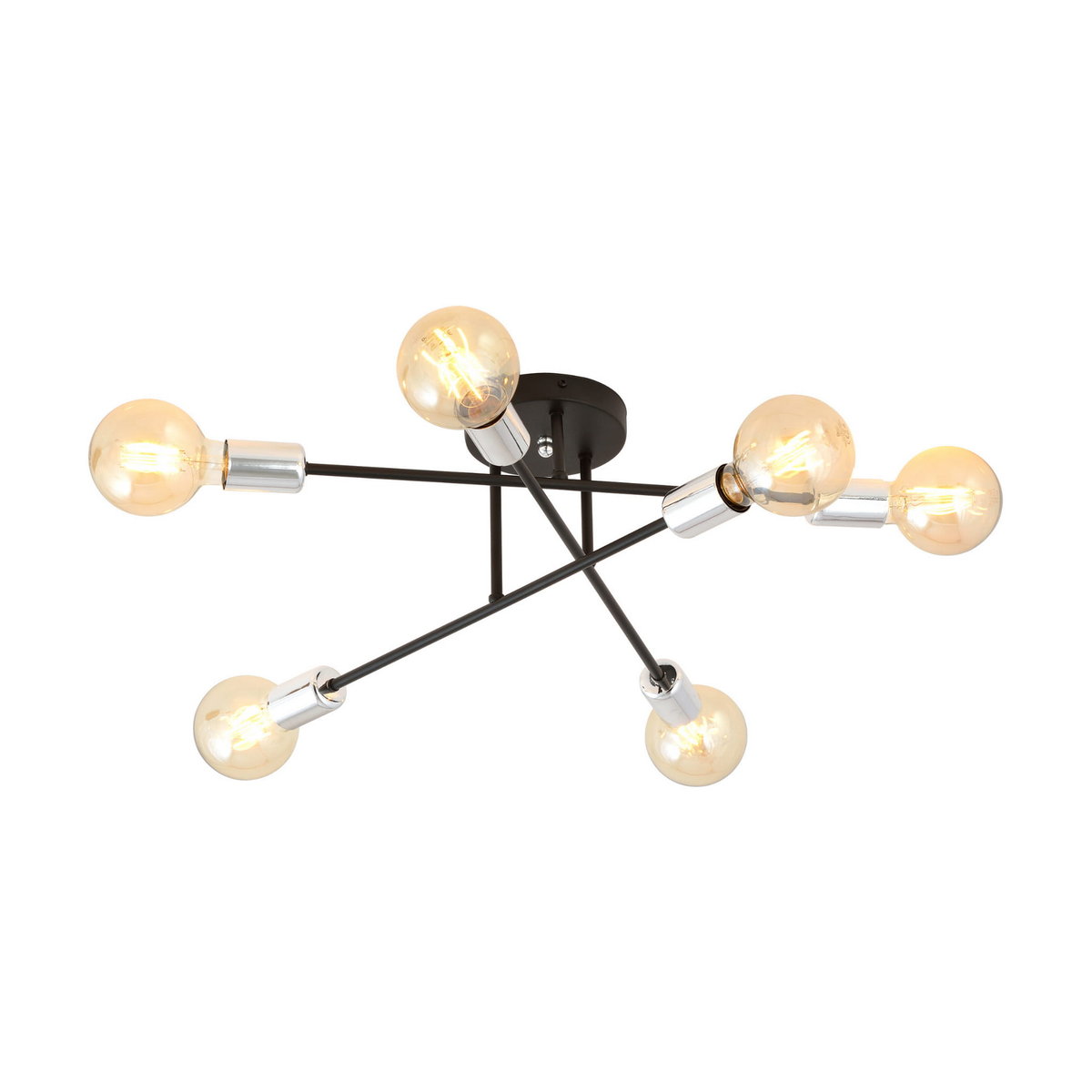 Emibig Veken 6B Silver lampa podsufitowa 6x60W czarna/srebrna 1174/6B