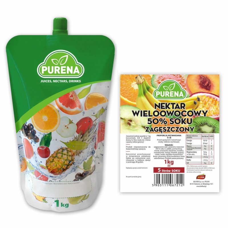PURENA Zagęszczony Nektar Wieloowocowy 1kg
