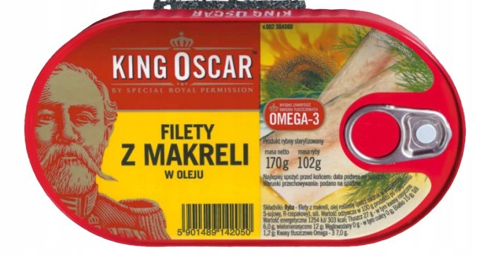 King Oscar Filety z makreli w oleju 170g 5901489142050