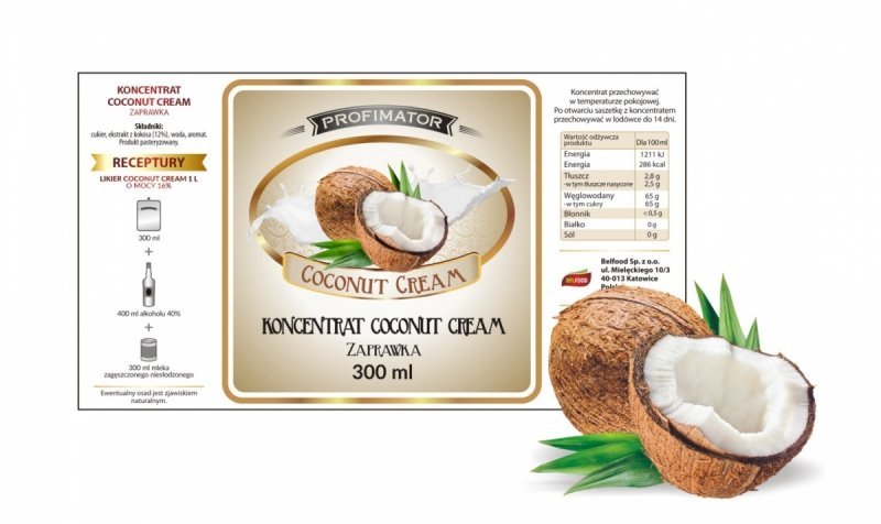PURENA Zaprawka na likier COCONUT CREAM 300ml/1l