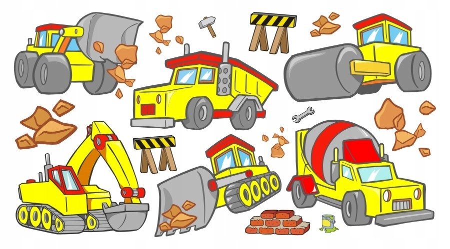 Naklejki koparka wywrotka Mały Budowniczy 1, 160x80 cm
