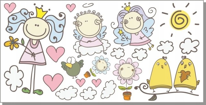 Naklejki na ścianę dla dzieci mat Aniołki 104, 150x75 cm