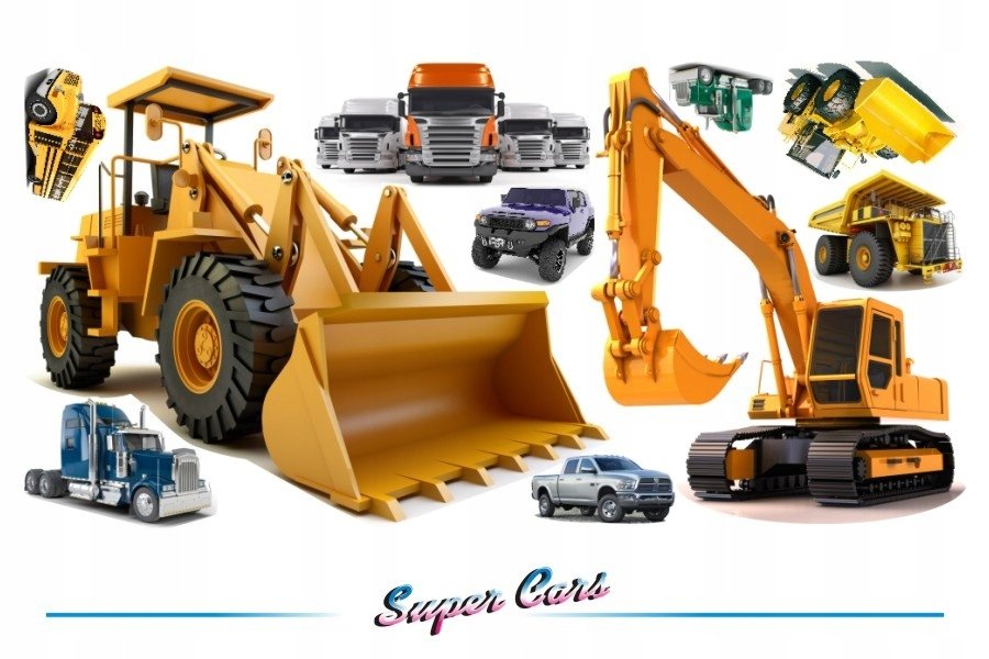 Naklejki budowa wywrotka koparka spychacz Cars 9, 100x50 cm