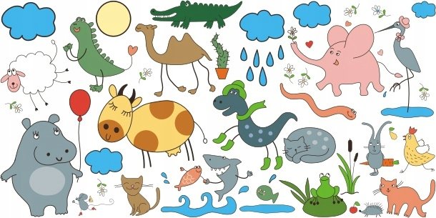 Naklejki dla dzieci mat Zwierzaki Dziwaki 4, 120x60 cm