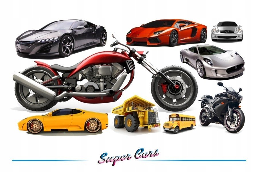 Naklejki na ścianę z samochodami - Super Cars 13, 200x100 cm