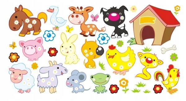 Naklejki na ścianę dla dzieci zwierzaki Farma 1, 200x100 cm