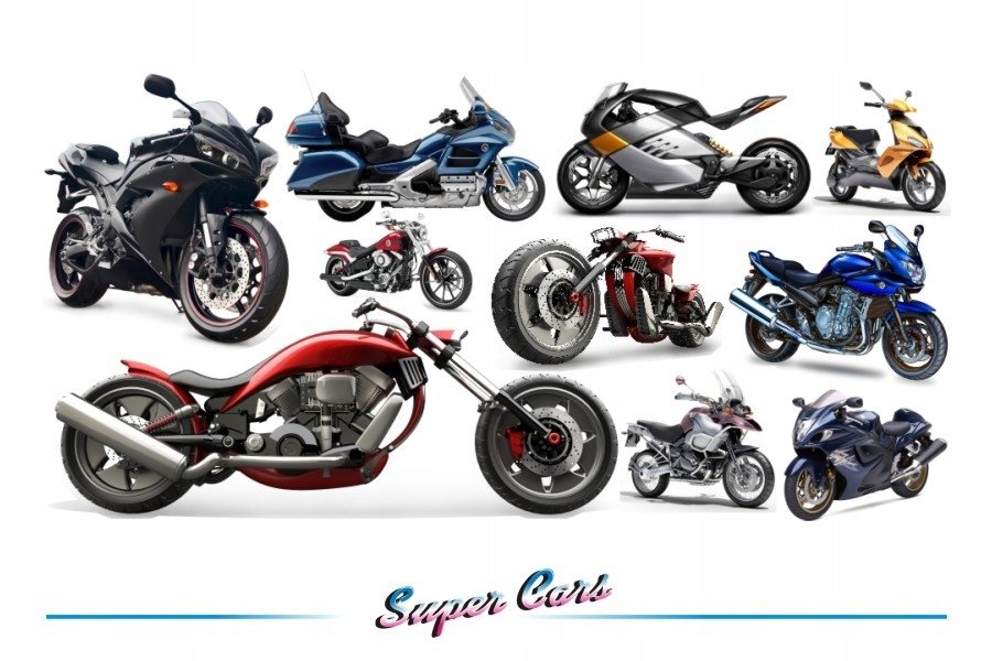 Naklejki z motocyklami motorami Super Cars 6, 200x100 cm