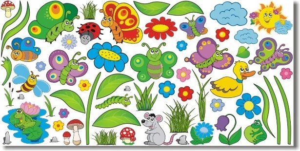 Naklejki na ścianę dla dzieci Wesoła Łączka 1, 100x50 cm