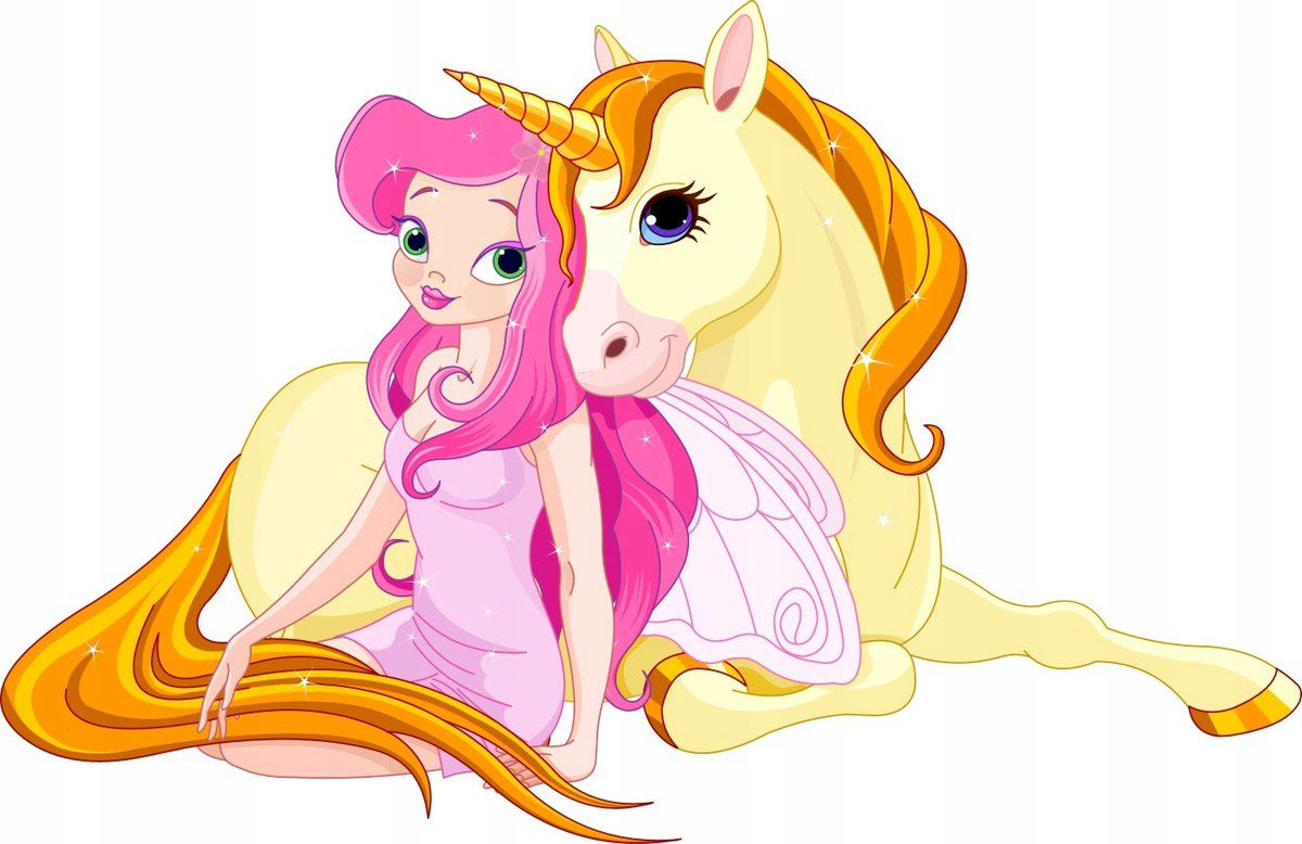 Naklejka ścienna dla dzieci mat Wróżka z jednoro, 150x100 cm