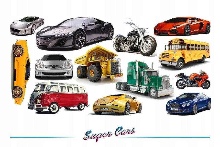 Naklejki na ścianę auta samochody - Super Cars 7, 100x50 cm