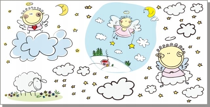 Naklejki na ścianę dla dzieci anioły Aniołki 103, 100x50 cm