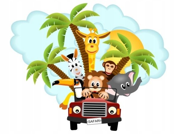 Naklejka na ścianę dla dzieci 93cm Jeep safari 4, 93x65 cm