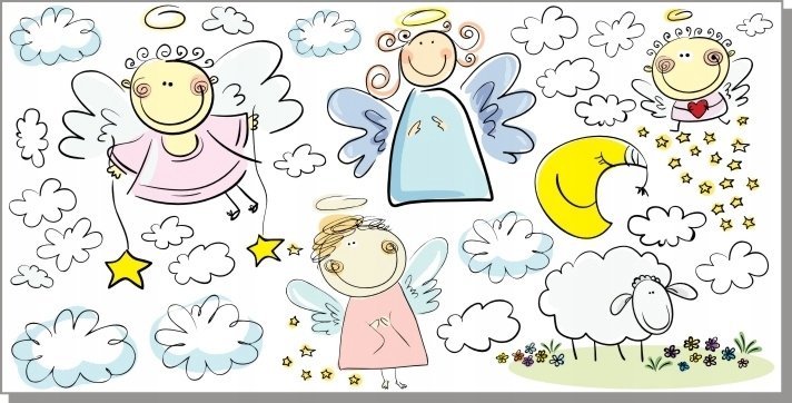 Naklejki na ścianę dla dzieci mat Aniołki 102, 200x100 cm