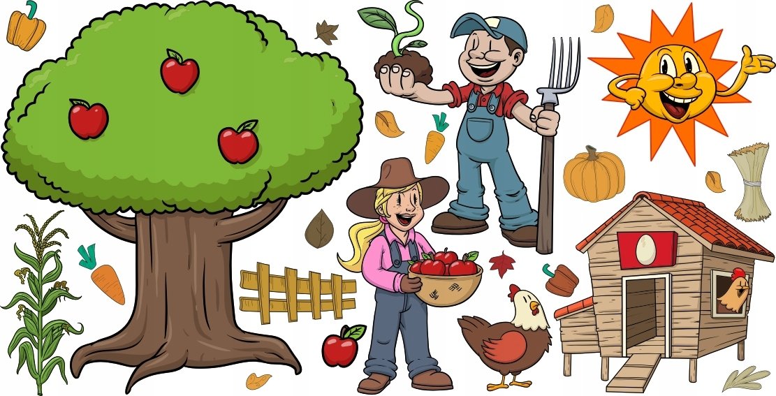 Naklejki na ścianę dla dzieci zwierzaki Farma 5, 200x100 cm