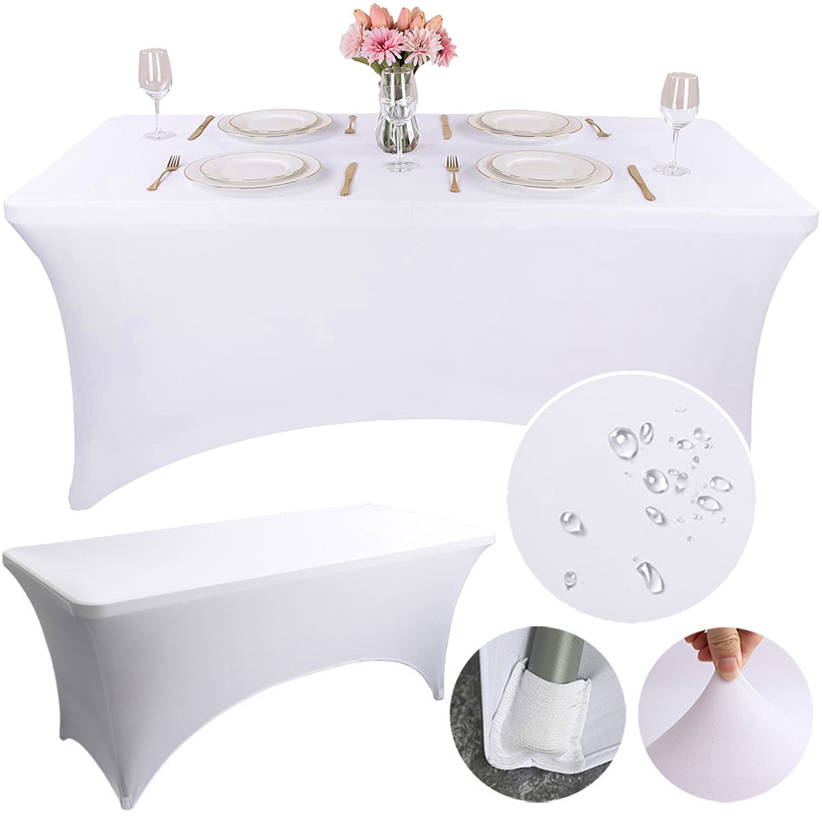 Pokrowiec na stół Heckermann Biały wodoodporny