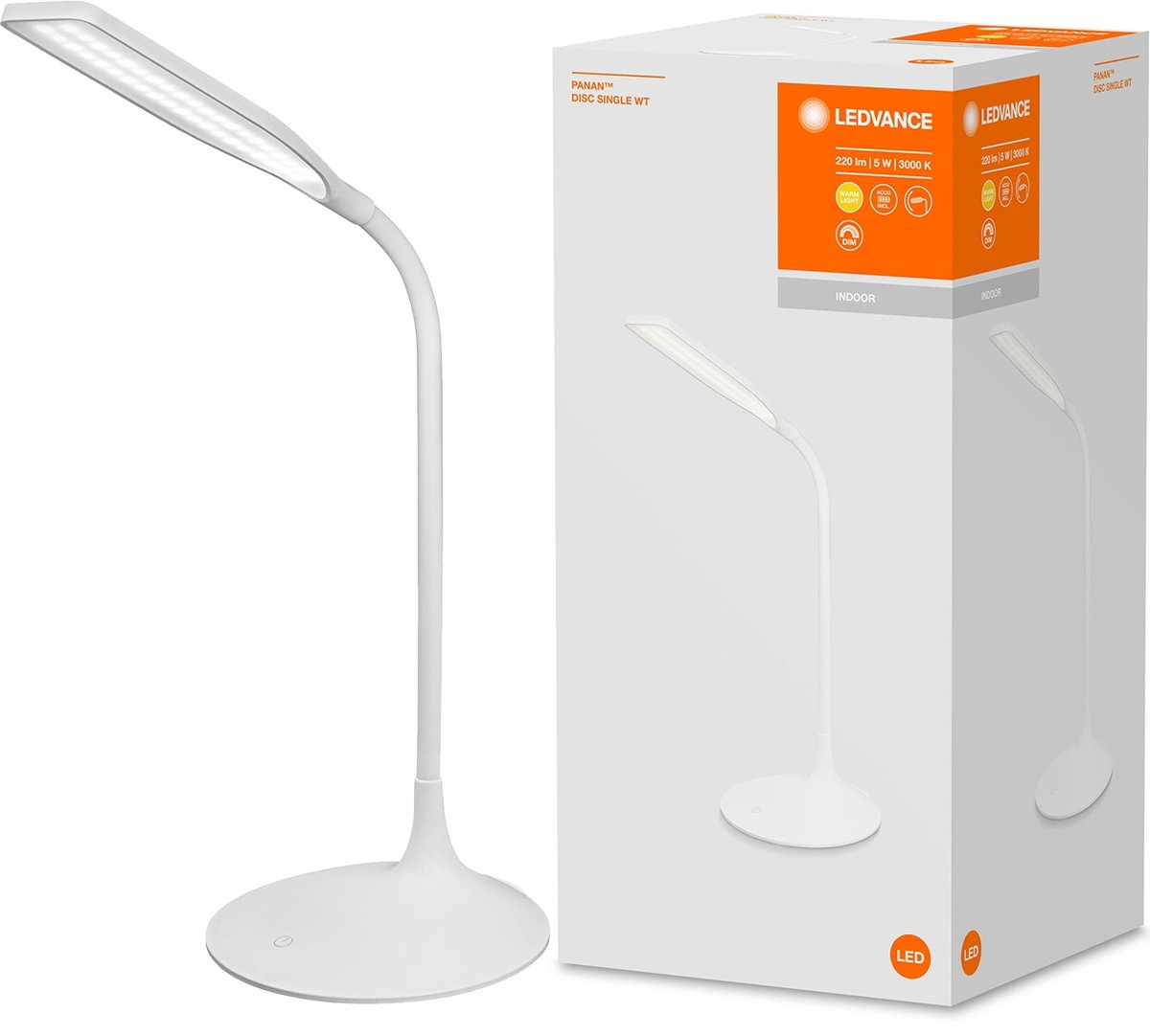 Lampka Biurkowa Nocna LED 5W 3000K USB PANAN Biała Ledvance