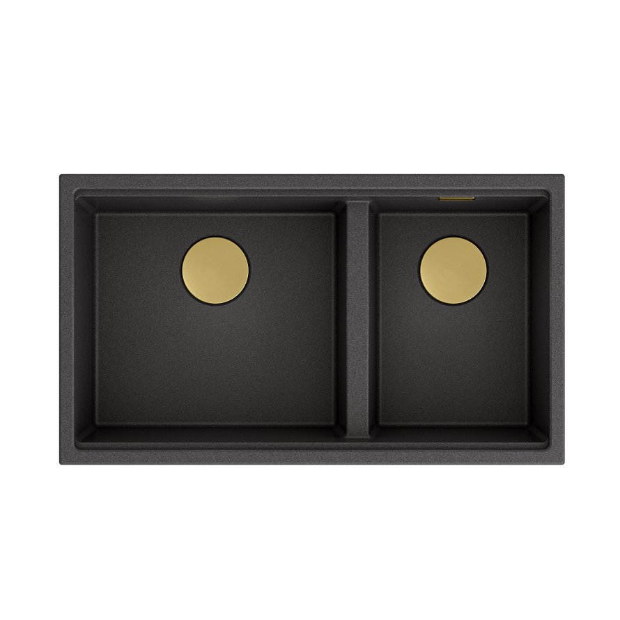 QUADRON Zlewozmywak CLARK 842 onyx, odpływ złoty BM3319102U-BL-PVDG10