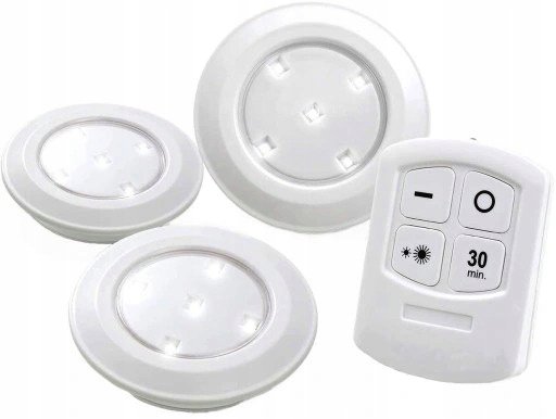 3x Lampka bezprzewodowa 1W na baterie LED + PILOT