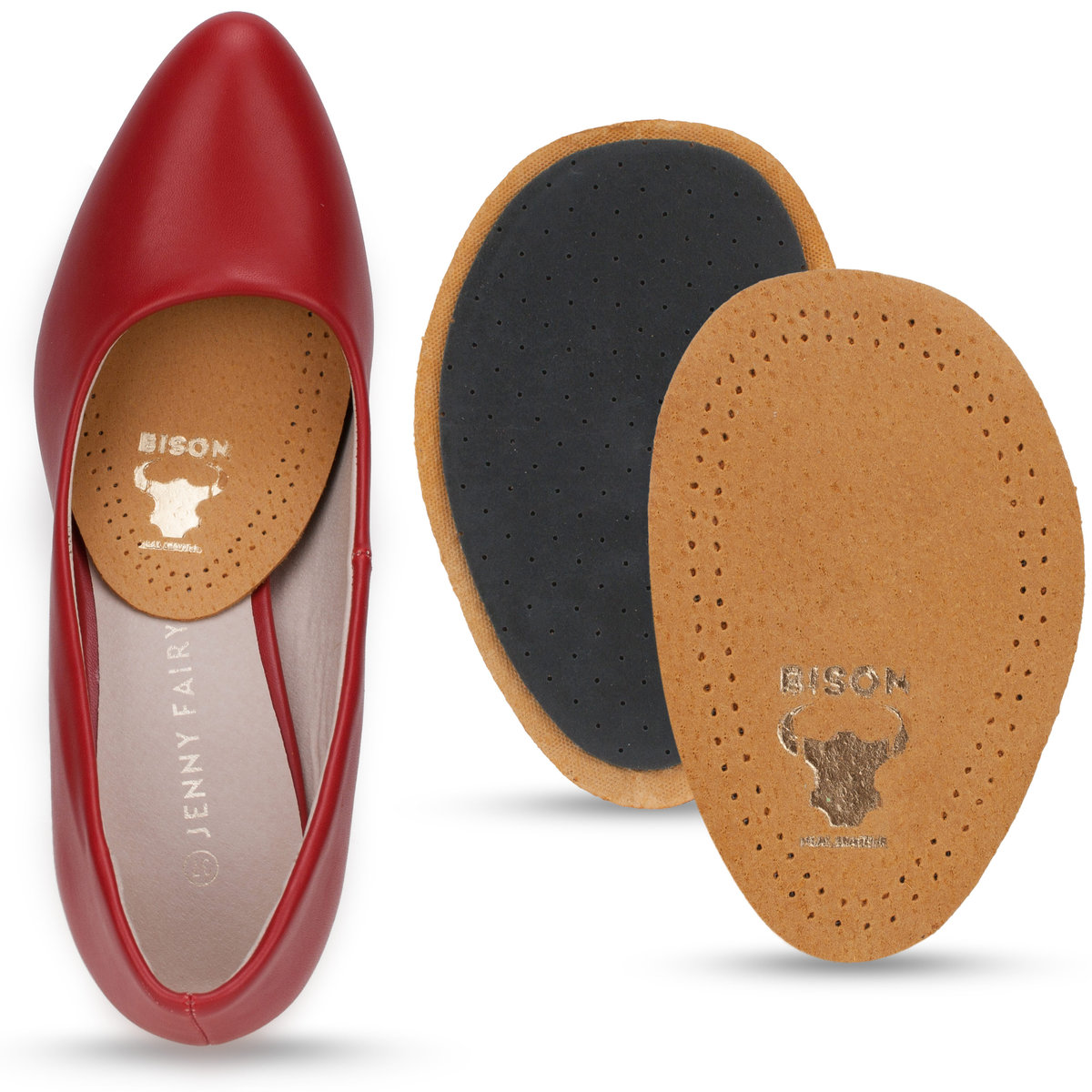 Pół wkładki do butów skórzane PRZECIWPOTNE 2 szt.  S_35-37