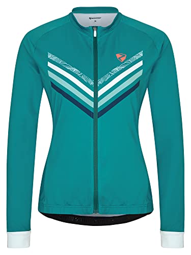 Ziener Damska koszulka rowerowa NARLA - rower górski, rower wyścigowy - oddychająca, szybkoschnąca, elastyczna, z długim rękawem, Green Lake, rozmiar 38