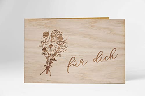 Holzgrusskarten Oryginalna w 100% ręcznie wykonana w Austrii, kartka podarunkowa wykonana z drewna dębowego, kartka urodzinowa, kartka z życzeniami, składana kartka