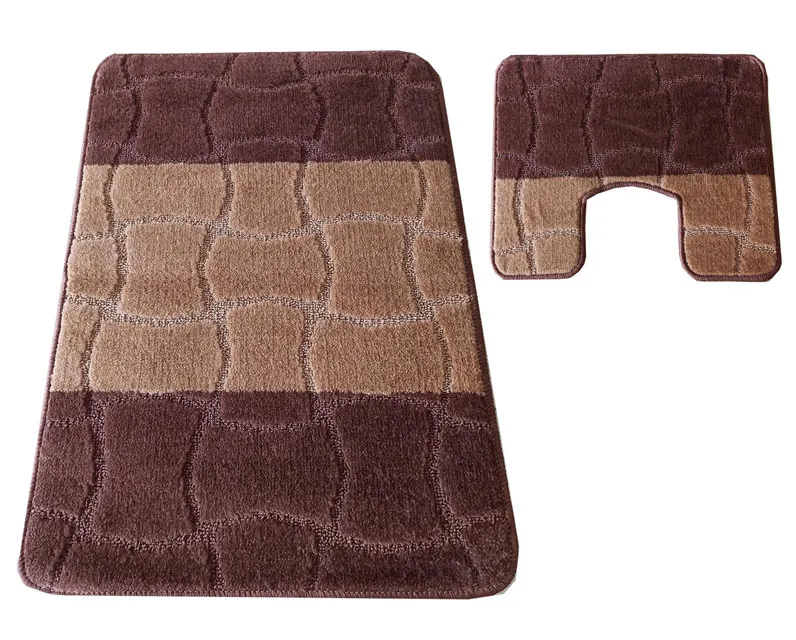 Brązowe dywaniki z wzorkami do łazienki D2-P17