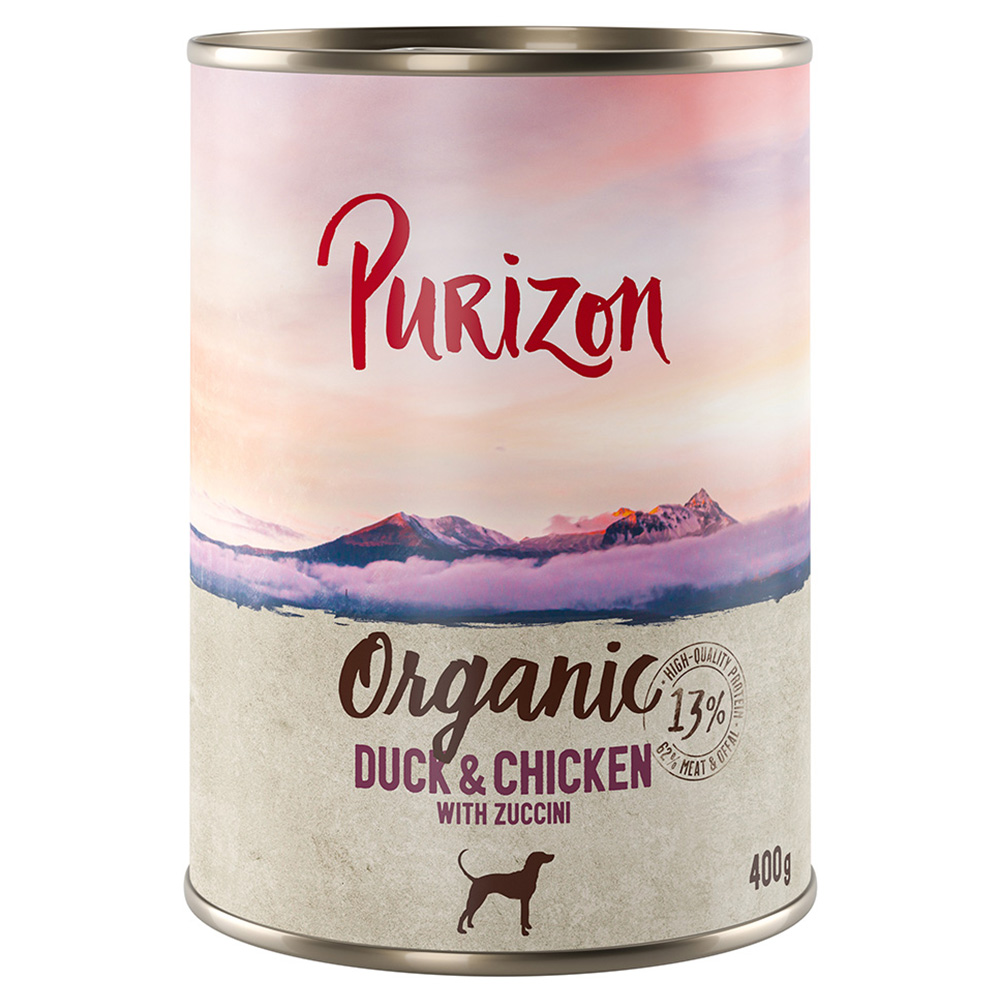 Korzystny pakiet Purizon Organic, 12 x 400 g - Kaczka i kurczak z cukinią