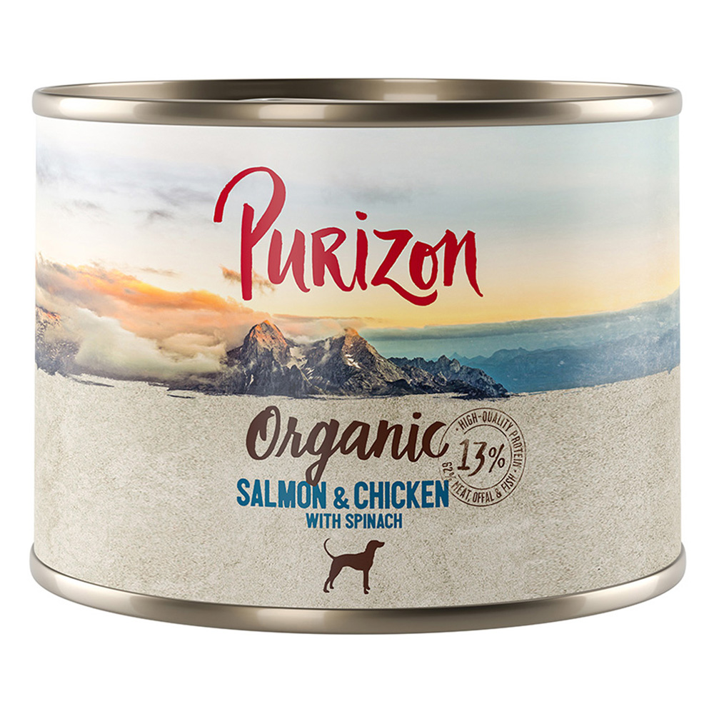 Purizon Organic, 6 x 200 g - Łosoś i kurczak ze szpinakiem
