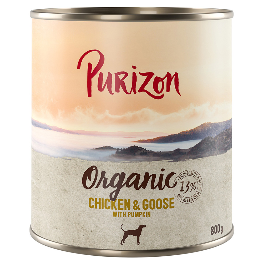 Korzystny pakiet Purizon Organic, 12 x 800 g - Kurczak i gęś z dynią