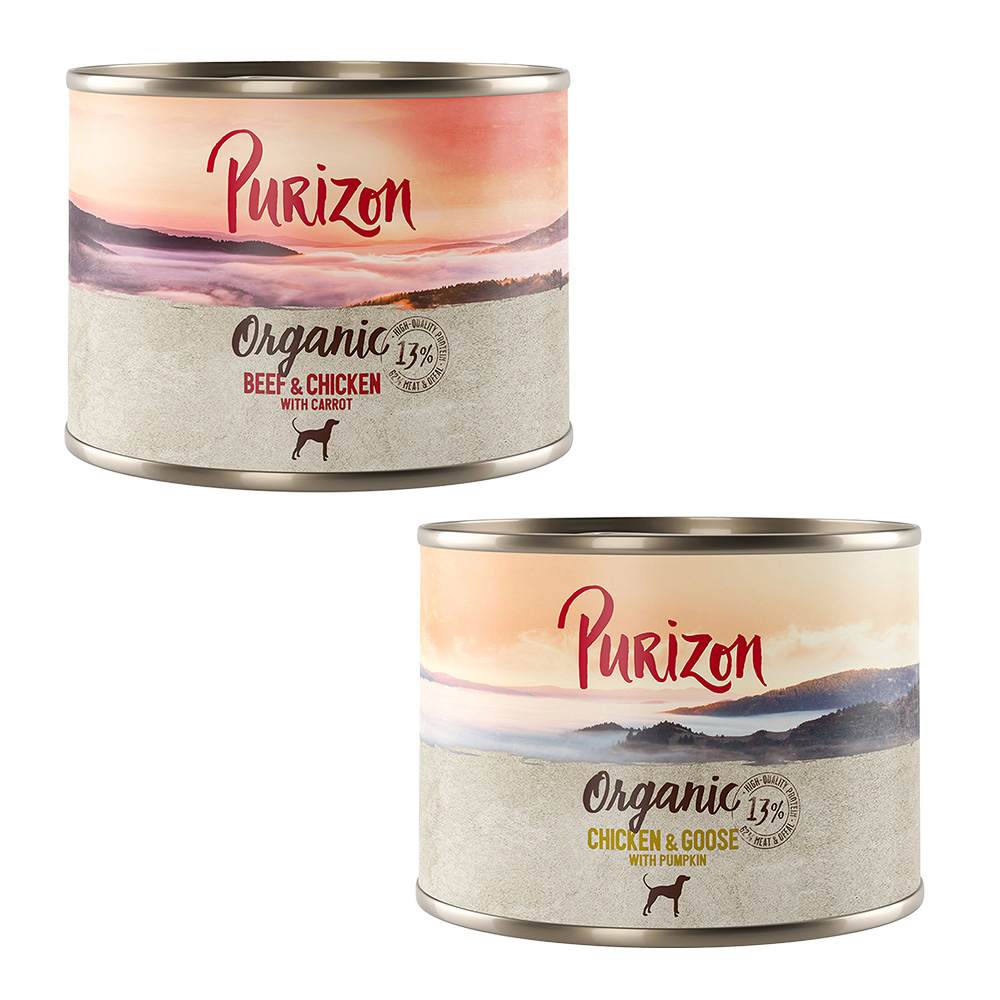 Korzystny pakiet Purizon Organic, 12 x 200 g - Pakiet mieszany I: 6x kurczak i gęś, 6x wołowina i kurczak