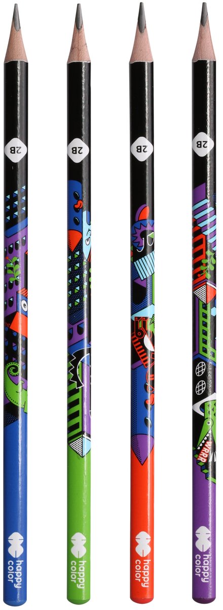 Ołówek trójkątny 2B, Me&City, 4 wzory, Happy Color