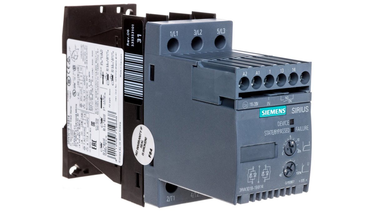 Siemens Soft Start Siemens 3RW3018-1BB14 110-230 V/AC dla silników 230/400 V 4/7 5 kW 3RW3018