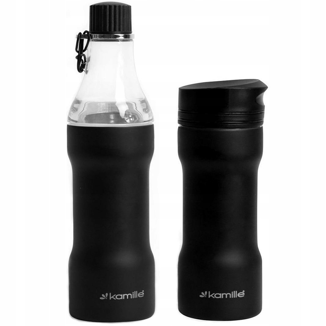 KAMILLE 2061 KUBEK I BUTELKA 2W1 CZARNY TERMICZN
