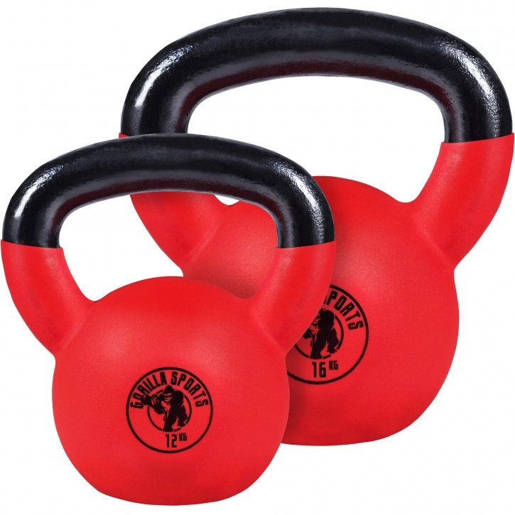 Gorilla Sports 12, 16, 28 kg zestaw kettlebelli 3 szt żeliwnych (100643-00012-0031)