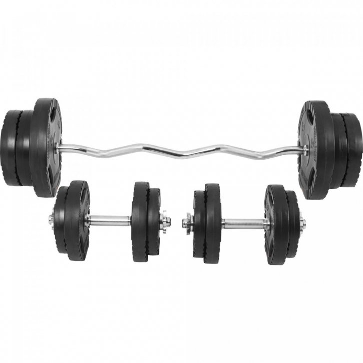 Gorilla Sports Zestaw gryfy obciążenia winylowe z uchwytami 68 kg gwintowane (100256-00007-0046)