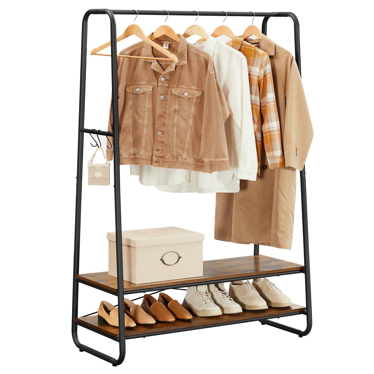 Wieszak garderoba na ubrania z praktycznymi półkami na buty 100 cm LOFT