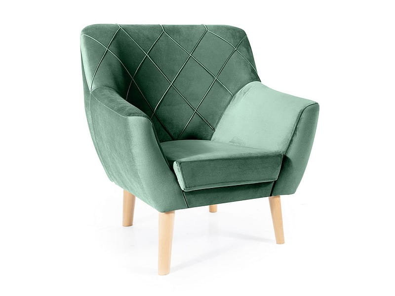 Fotel do salonu welurowy KIER 1 VELVET zielony/buk SIGNAL