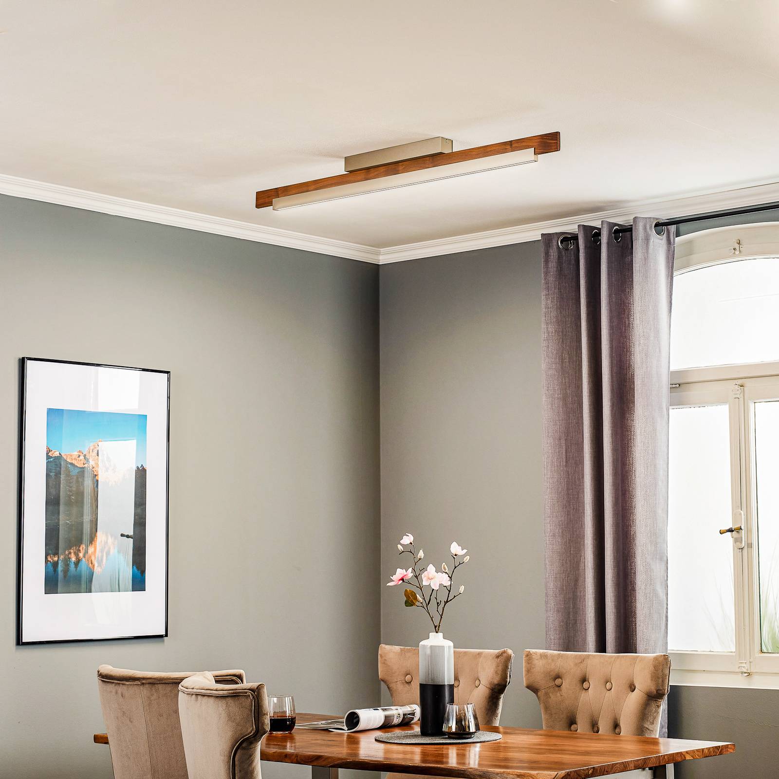 Rothfels Keijo lampa sufitowa LED nikiel/orzech