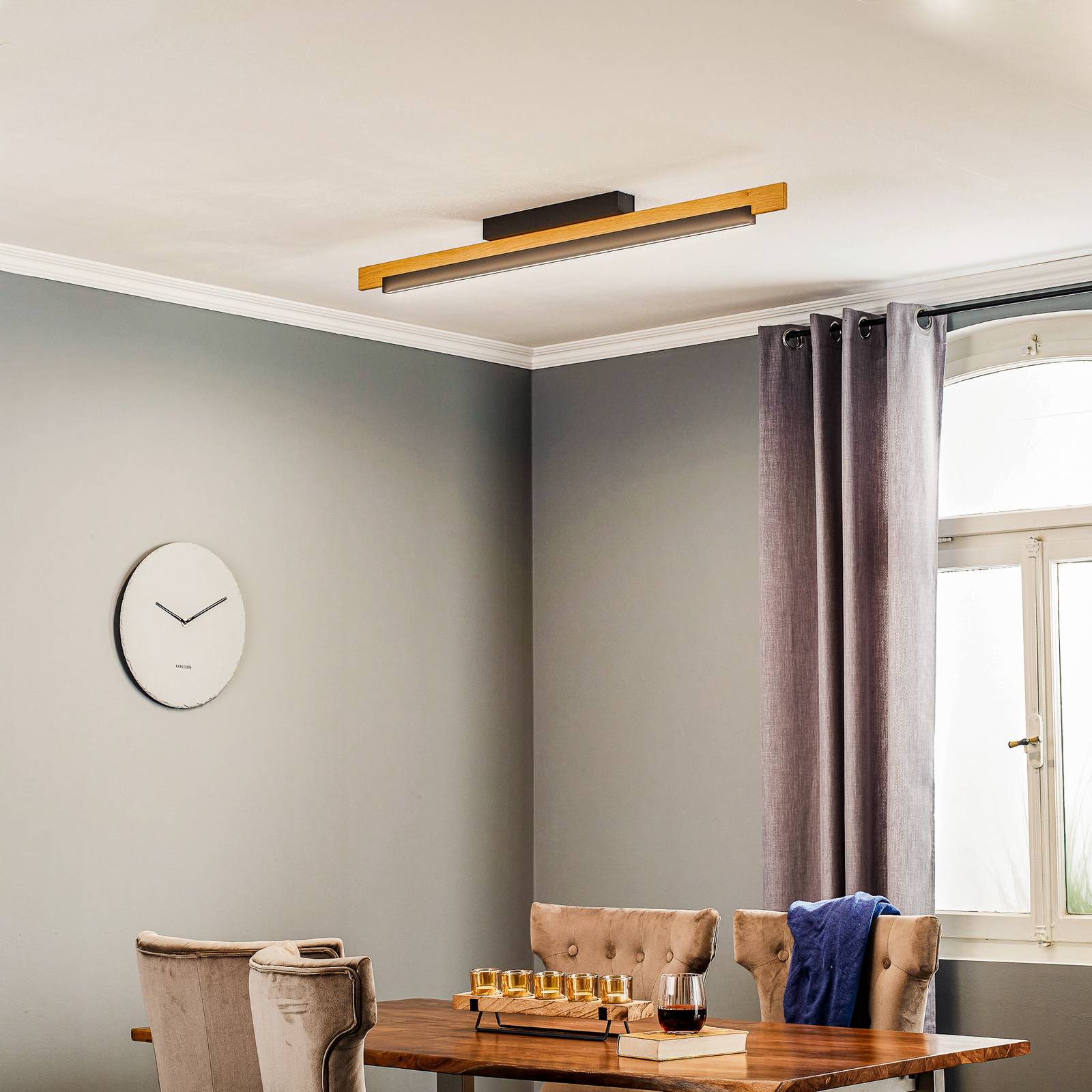 Rothfels Keijo lampa sufitowa LED czarna/dąb