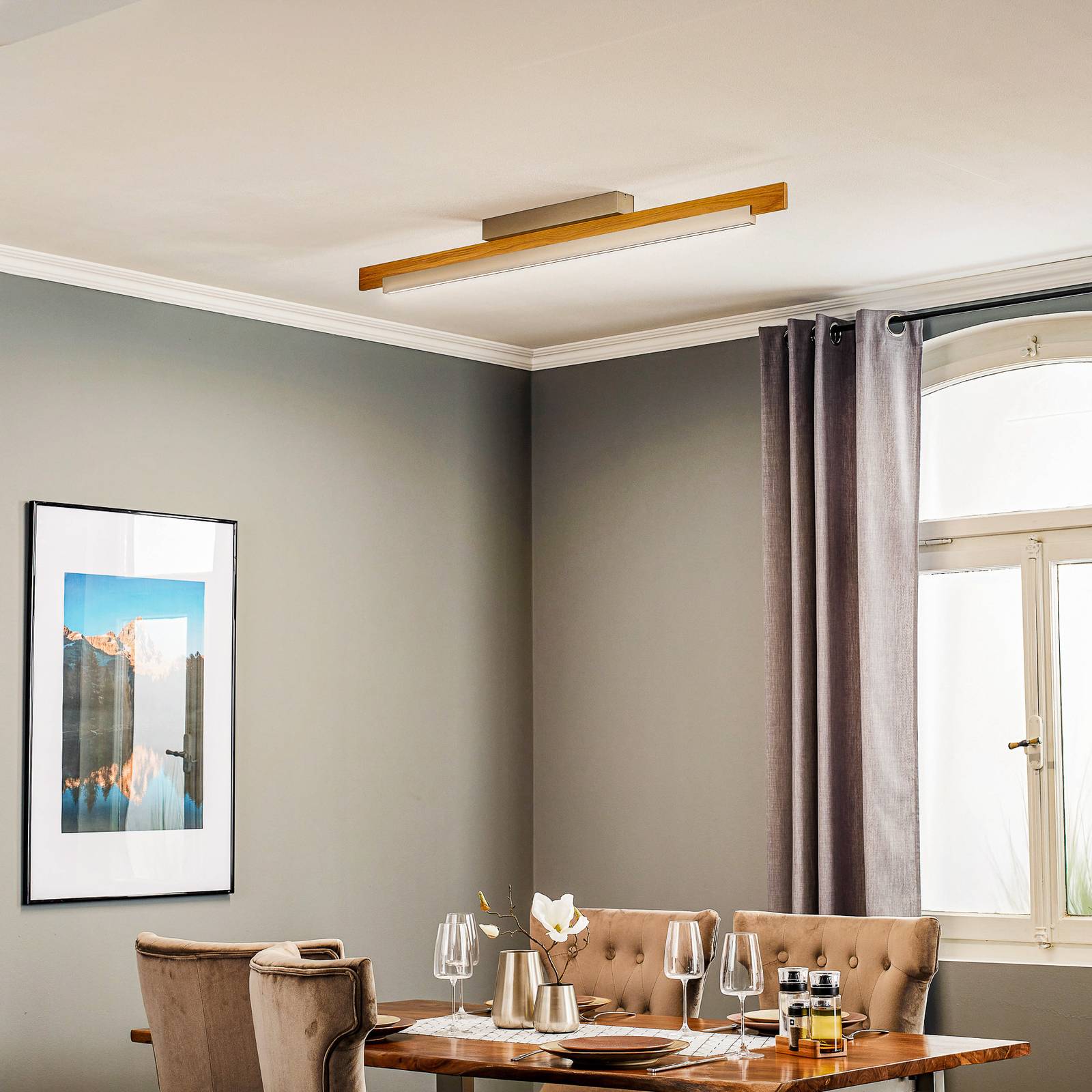 Rothfels Keijo lampa sufitowa LED nikiel/dąb