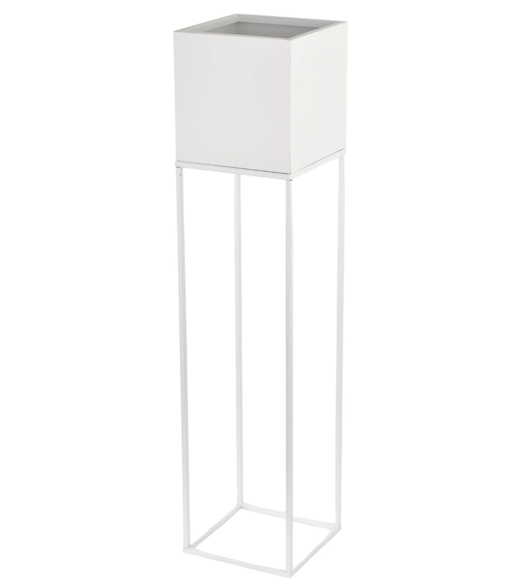 Kwietnik osłonka stojak Lorient 20x20x87 cm metalowy biały loft