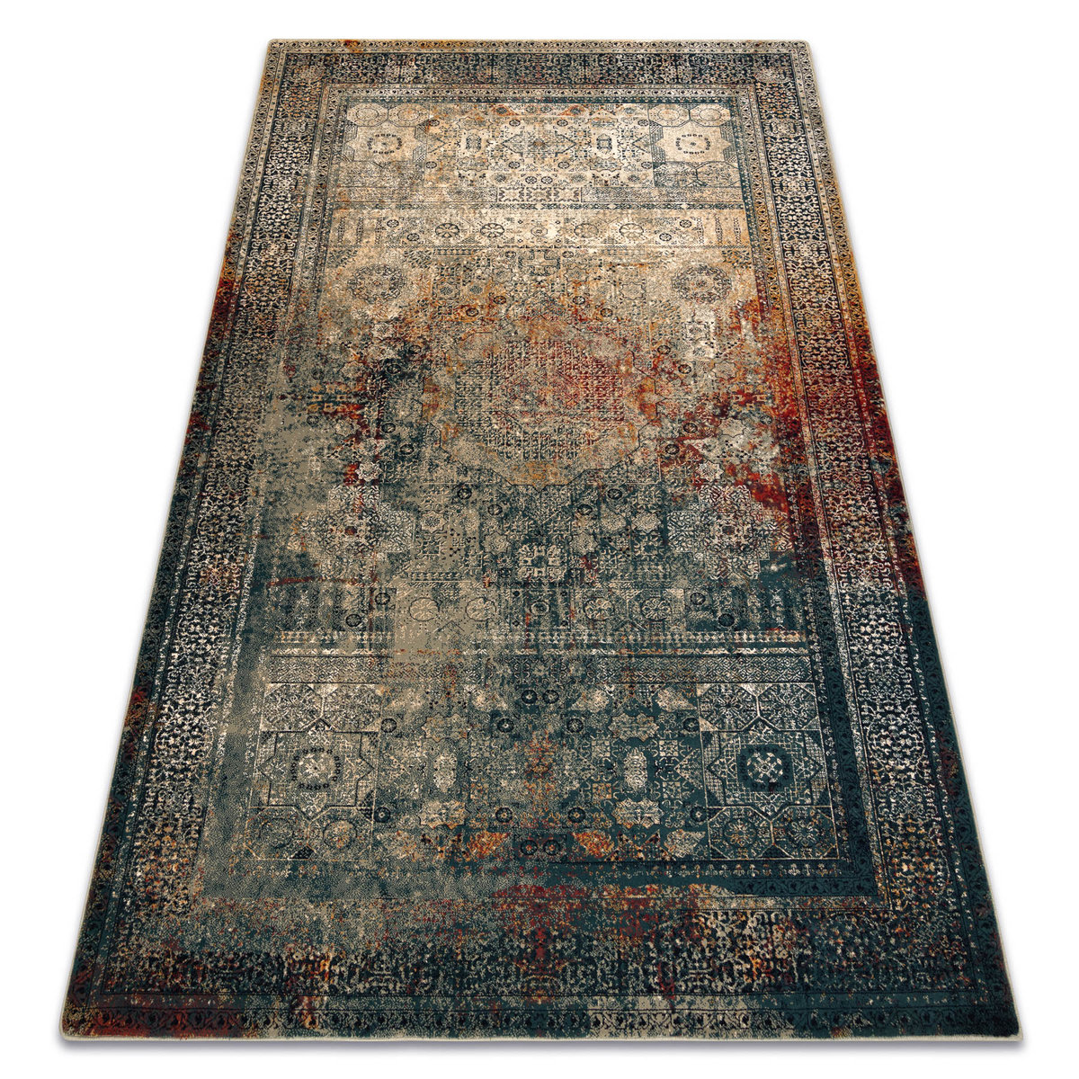 Dywan wełniany SUPERIOR MAMLUK orientalny vintage szmaragd, 235x350 cm