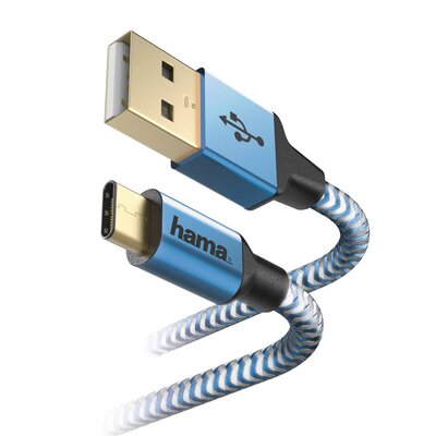Kabel HAMA Reflected USB Typ A-USB typ C 1.5M Niebieski 201553