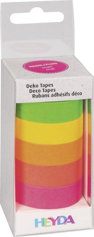 Tasiemki dekoracyjne z klejem, Mix neonowy, matowy, 5 szt.
