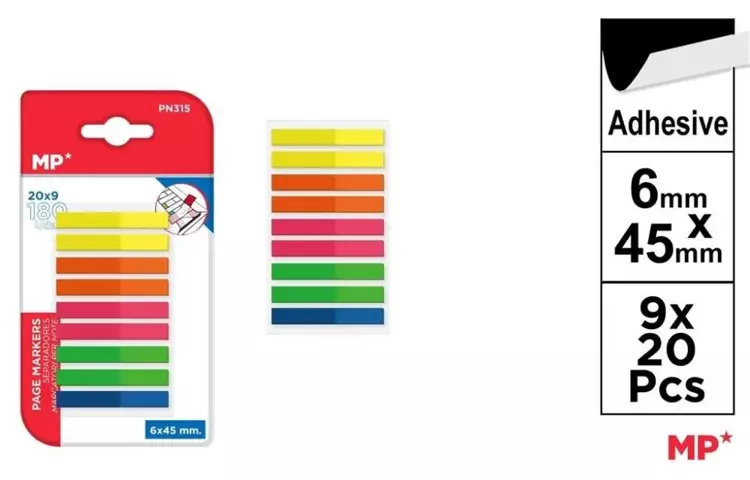Karteczki indeksujące fluo 45x6mm 9x20K - MP Main Paper