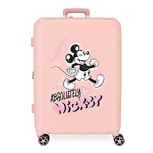Disney Mickey Friendly Walizka średniej wielkości Nude 48x70x26 cms Twarde mocowanie ABS Wbudowany 88L 3,98 kg 4 Koła Podwójne, Różowy, Talla única, średnia walizka
