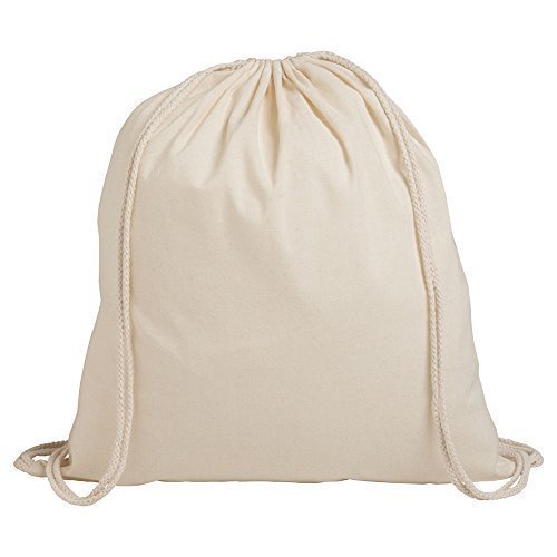 eBuyGB plecak ze sznurkiem uniseks 50 sztuk, 100% bawełna, naturalny