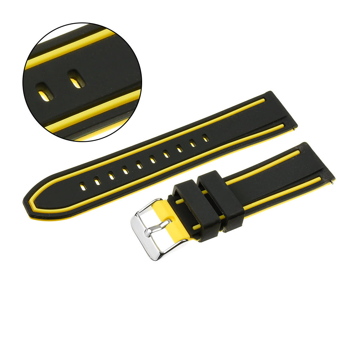 Pasek uniwersalny 24 mm silikonowy czarno-żółty+ teleskopy, U14