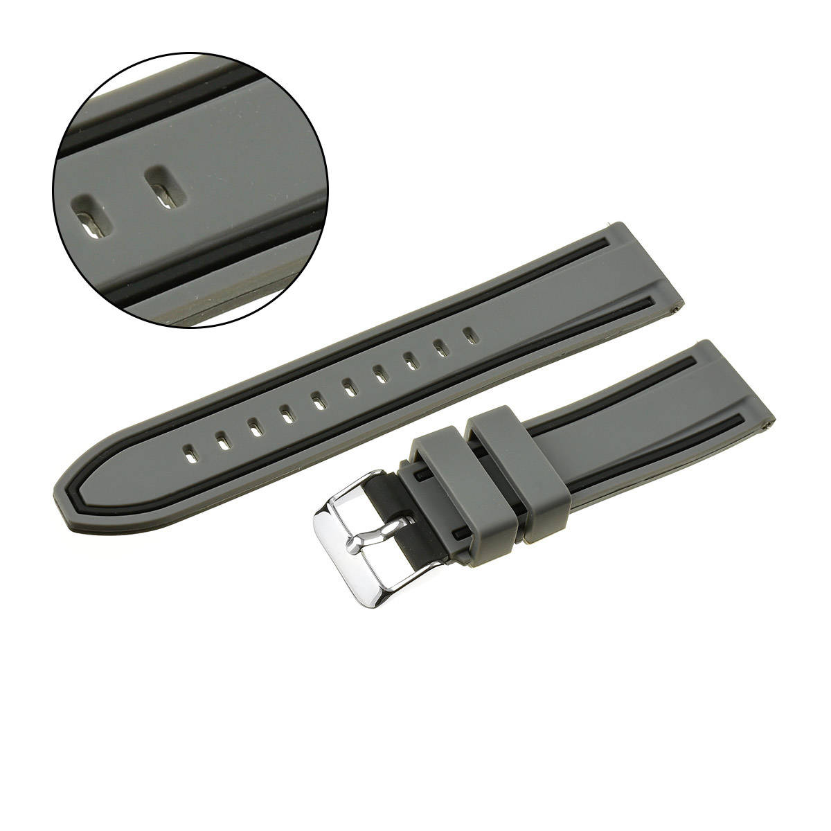 Pasek uniwersalny 24 mm silikonowy szaro-czarny + teleskopy, U14